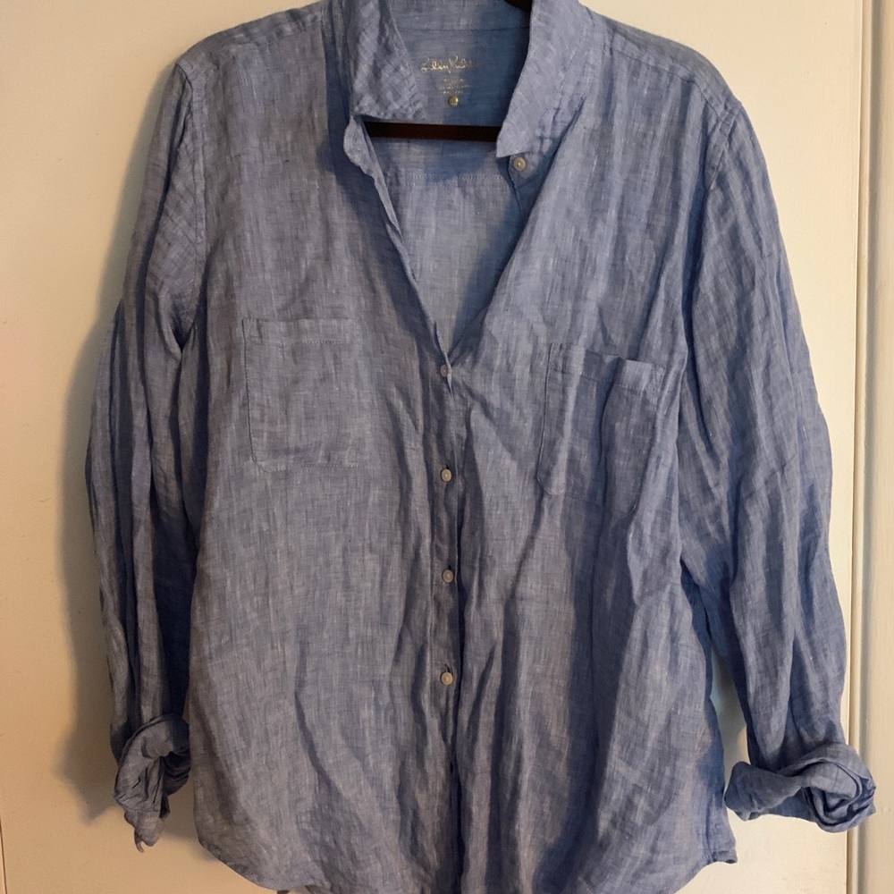 Lilly Pulitzer blue linen button down